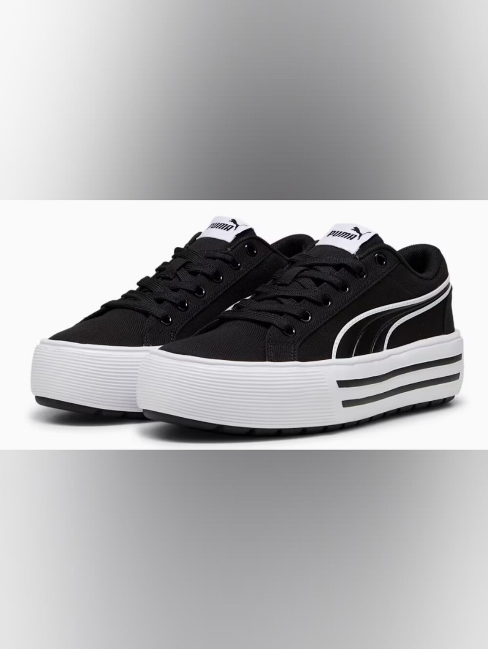 Puma Kaia 2.0 Canvas Black Low-Top Platform Sneakers Size 7 Used Exc
